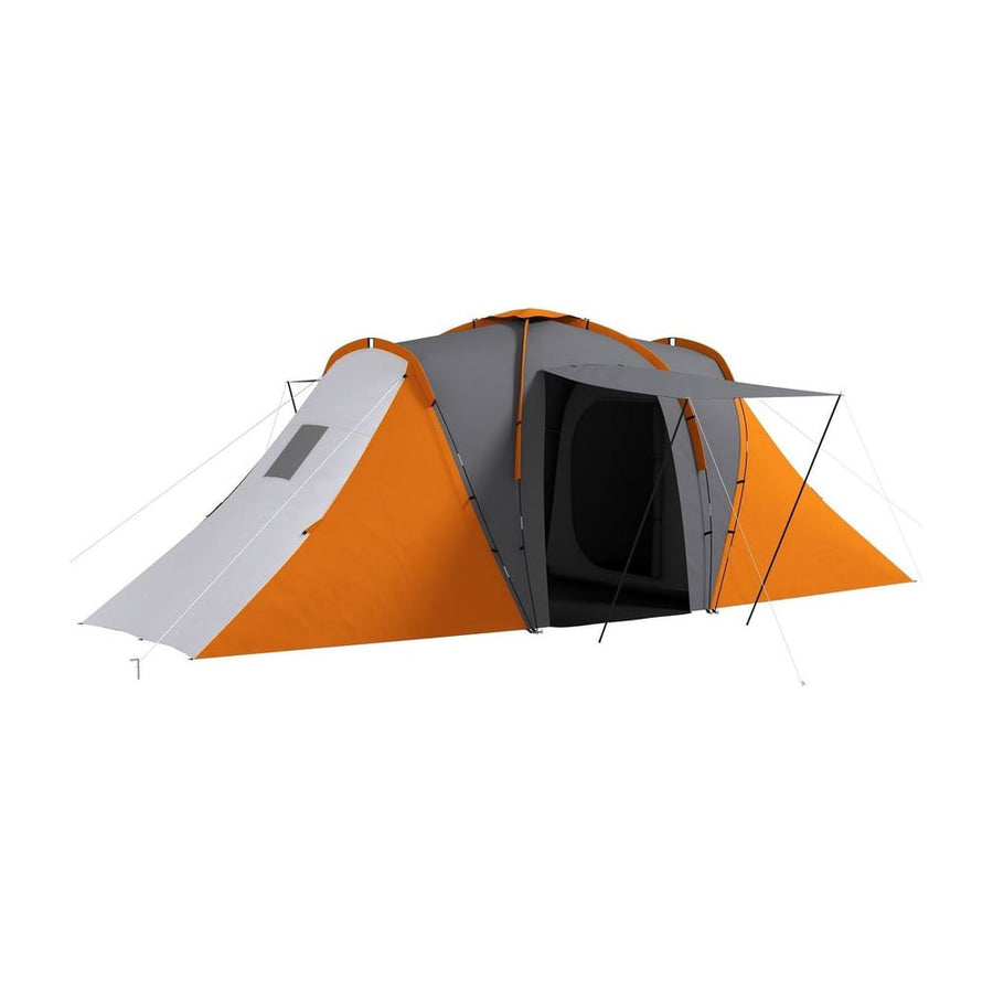 Outsunny Large Camping Tent Tunnel Tent with 2 Bedroom and Living Area, 2000mm Waterproof, Portable with Bag for 4-6 Man