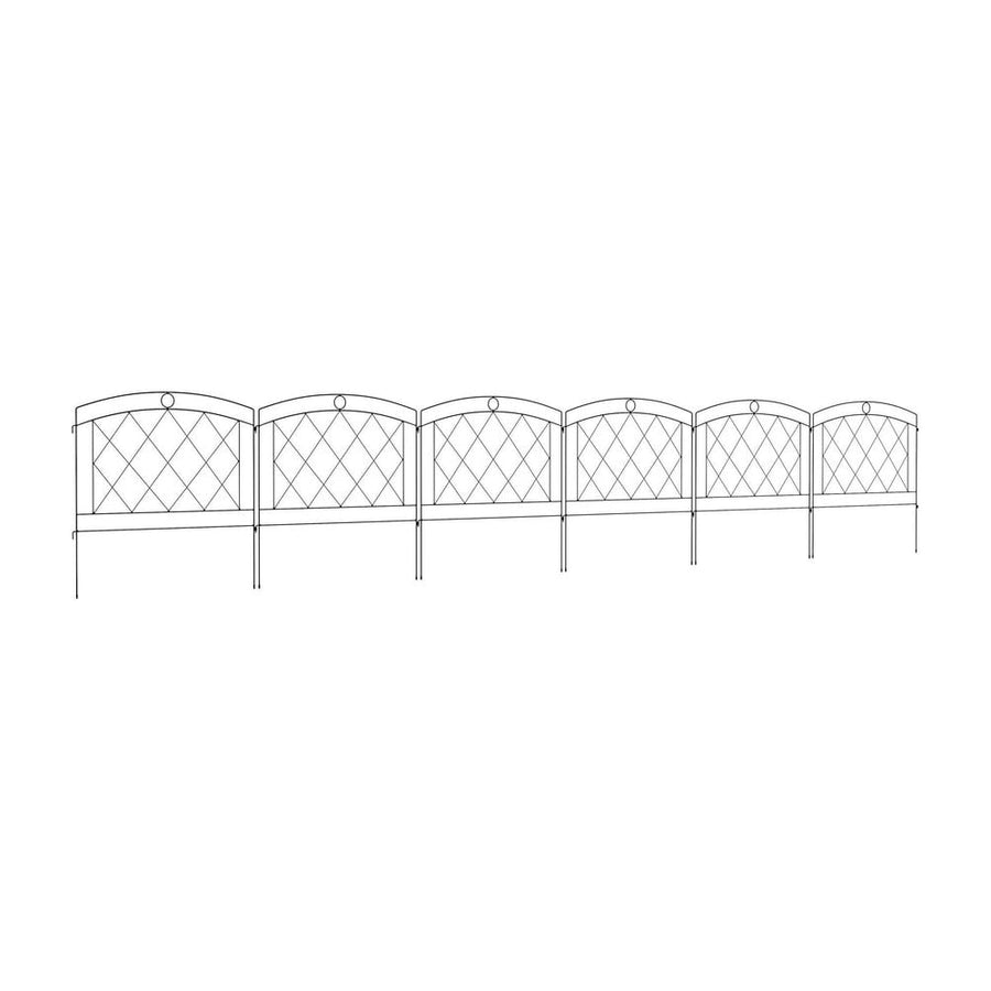 Outsunny Metal Decorative Outdoor Picket Fence Panels Set of 6, Black