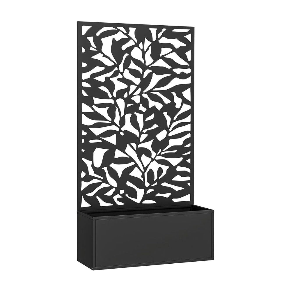 Outsunny Metal Garden Bed with Trellis, Wall Mounted or Freestanding Raised Planter with Privacy Panel, Black