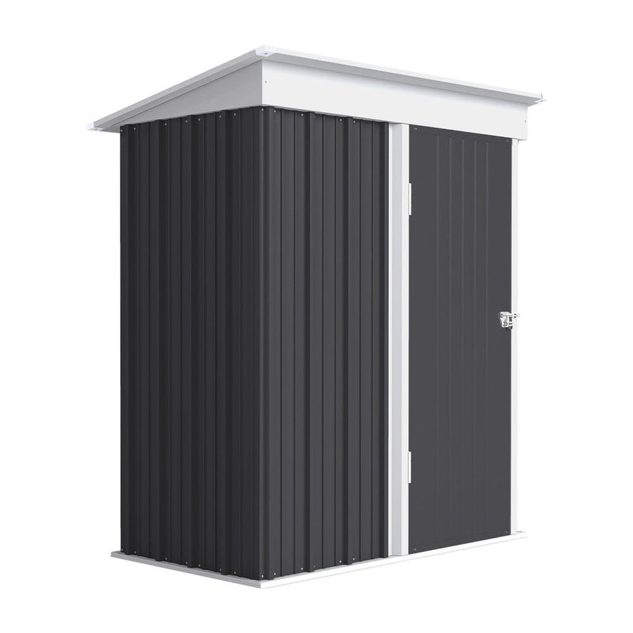 Outsunny Metal Garden Shed, Outdoor Lean-to Shed for Tool Motor Bike, with Adjustable Shelf, Lock, Gloves, 5'x3'x6', Dark