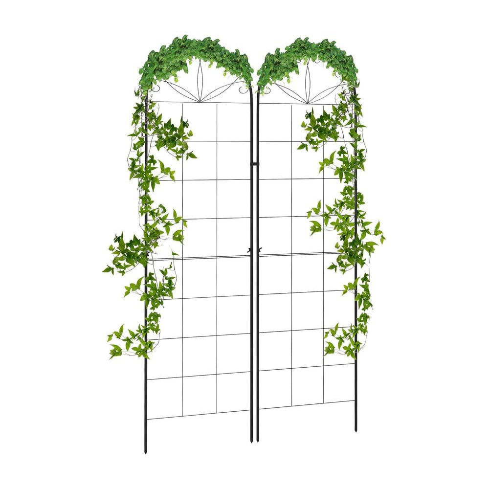 Outsunny Metal Trellis Set of 2, Garden Trellis for Climbing Plants Support Frames, Grid Design