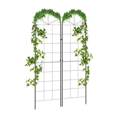 Outsunny Metal Trellis Set of 2, Garden Trellis for Climbing Plants Support Frames, Grid Design