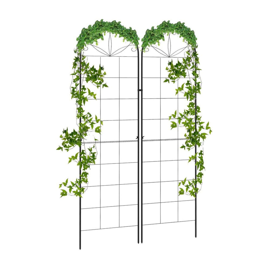 Outsunny Metal Trellis Set of 2, Garden Trellis for Climbing Plants Support Frames, Grid Design
