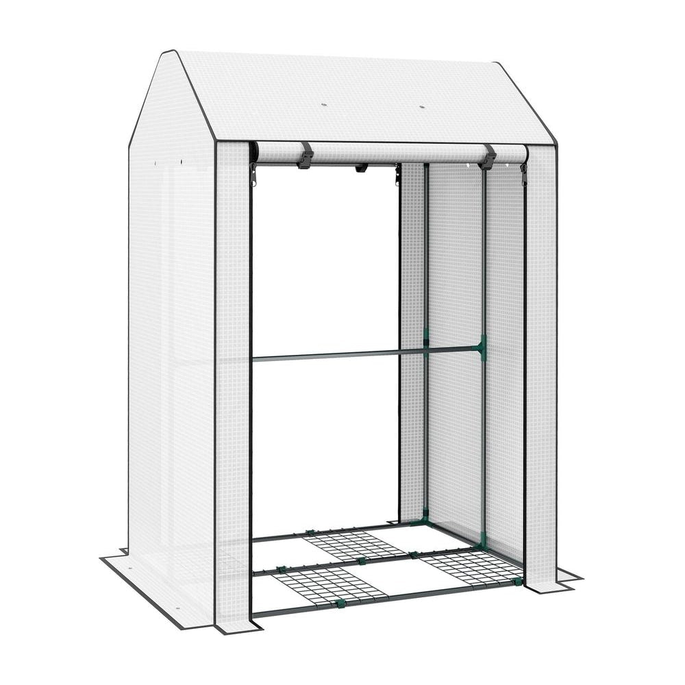 Outsunny Mini Greenhouse with 4 Wire Shelves, Portable Tomato Greenhouse, Upgraded Garden Grow House for Plants with Roll Up