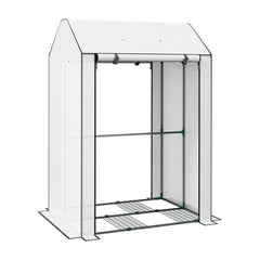 Outsunny Mini Greenhouse with 4 Wire Shelves, Portable Tomato Greenhouse, Upgraded Garden Grow House for Plants with Roll Up