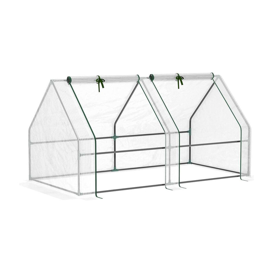 Outsunny Mini Small Greenhouse with Steel Frame & PE Cover & Zipped Window Poly tunnel Steeple for Plants Vegetables, 180 x
