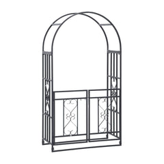 Outsunny Outdoor Garden Arch with Double Gates in Dark Grey