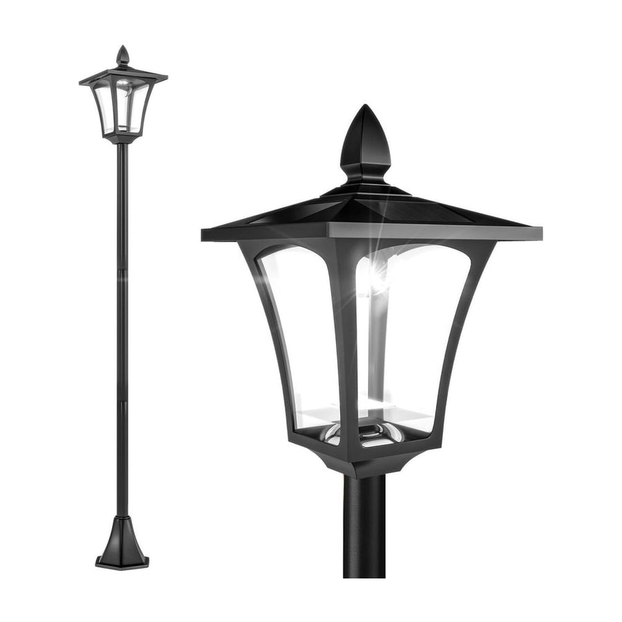 Outsunny Outdoor Garden Solar Post Lamp Sensor Dimmable LED Lantern Bollard Pathway 1.6M Tall – Black