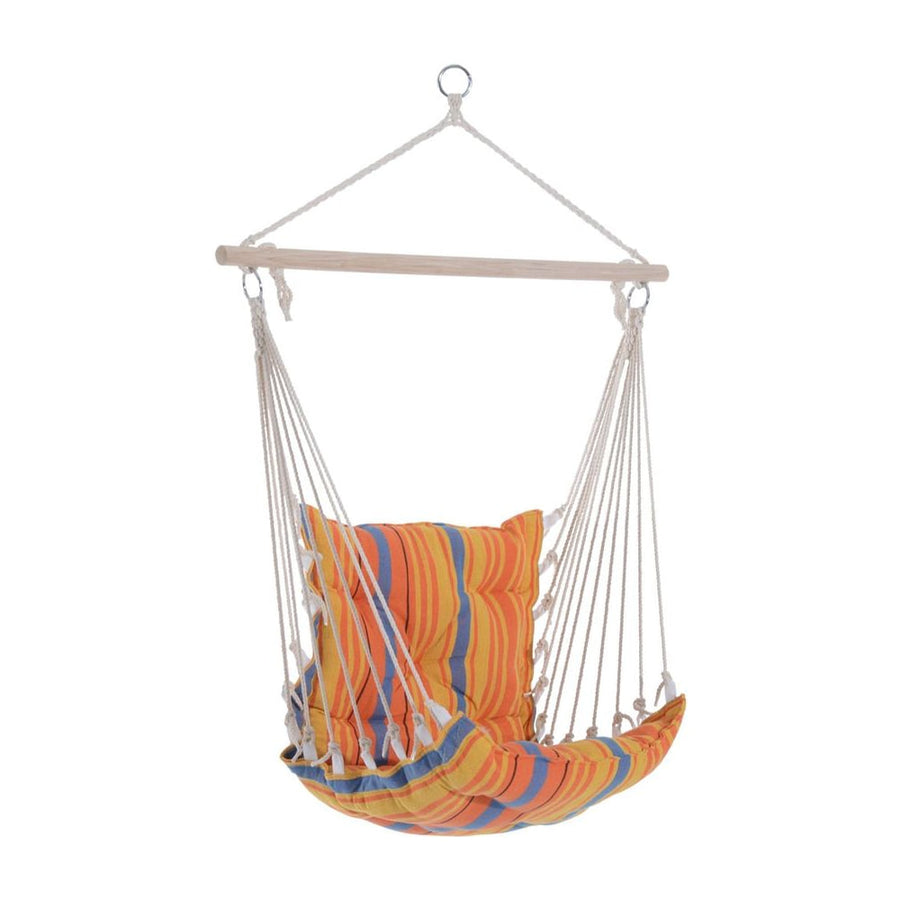 Outsunny Outdoor Hanging Rope Chair with Soft Padded Seat & Backrest, Garden Hammock Chair with Wooden Support Bar Cotton