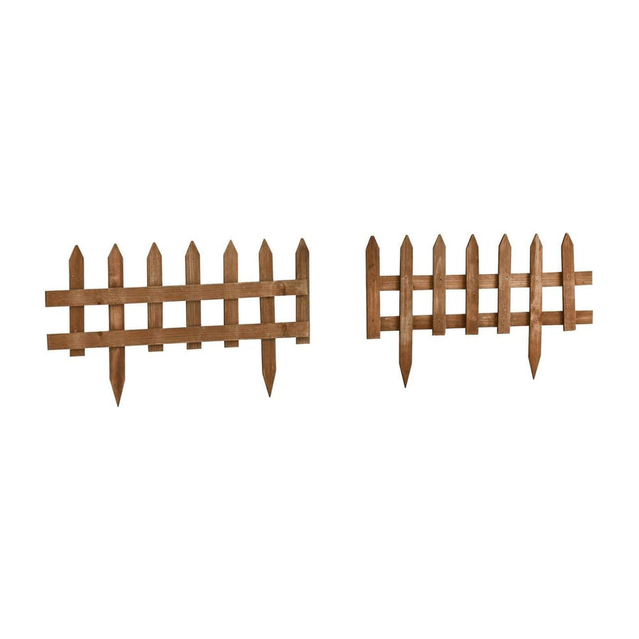 Outsunny Pack of 12 Wooden Border Fences, Garden Fixed Picket Fence for Lawn Edging, Flowerbed, 60L x 1D x 34H cm, Brown