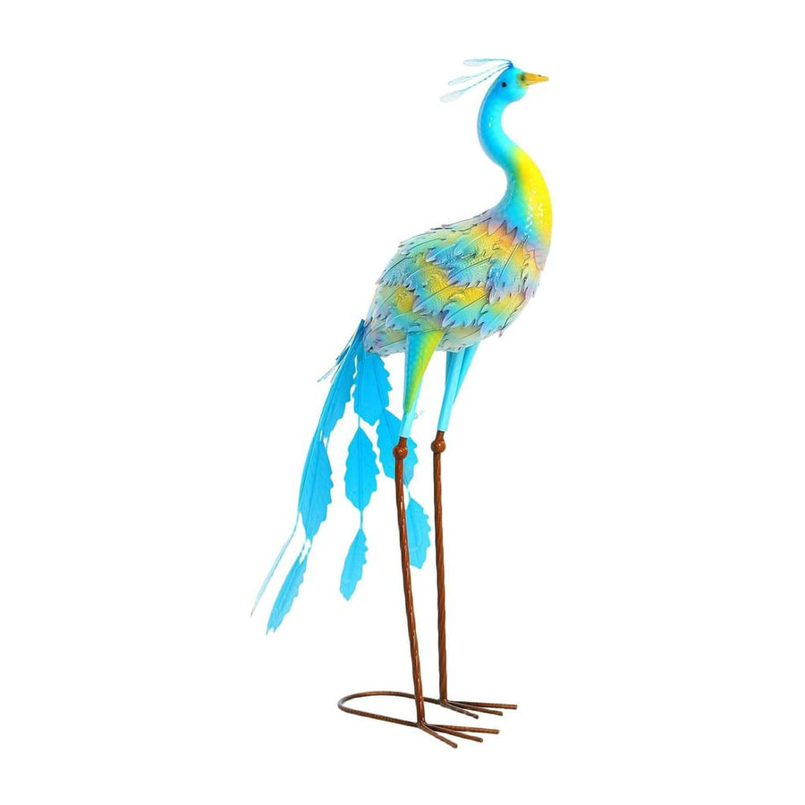 Outsunny Peacock Garden Statue, Standing Garden Ornament, Metal Garden Gift with Stakes for Patio Pond Landscape Decoration