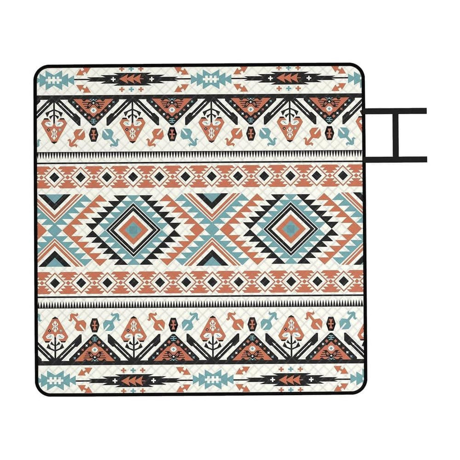 Outsunny Picnic Blanket, 200x200CM Large Beach Blanket Outdoor Picnic Mat with Integrated Strap for Camping, Mix-Colour
