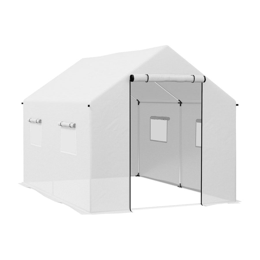 Outsunny Polyethylene Walk-in Polytunnel Greenhouse, 2 x 3(m), White