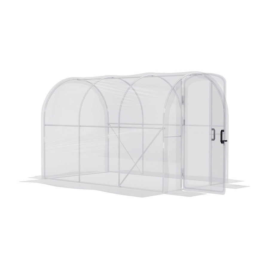 Outsunny Polytunnel Greenhouse Walk-in Grow House with PE Cover, Door and Galvanised Steel Frame, 3 x 2 x 2m, Clear