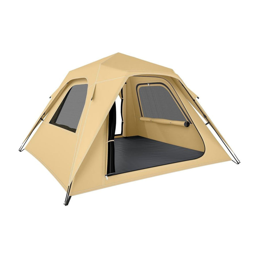 Outsunny Pop Up Tent 3000mm Waterproof Camping Tents with Mesh Windows 3-4 People Khaki