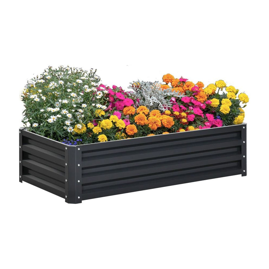 Outsunny Raised Beds for Garden, Galvanized Outdoor Planters, for Herbs and Vegetables, Use for Patio, Backyard, Balcony