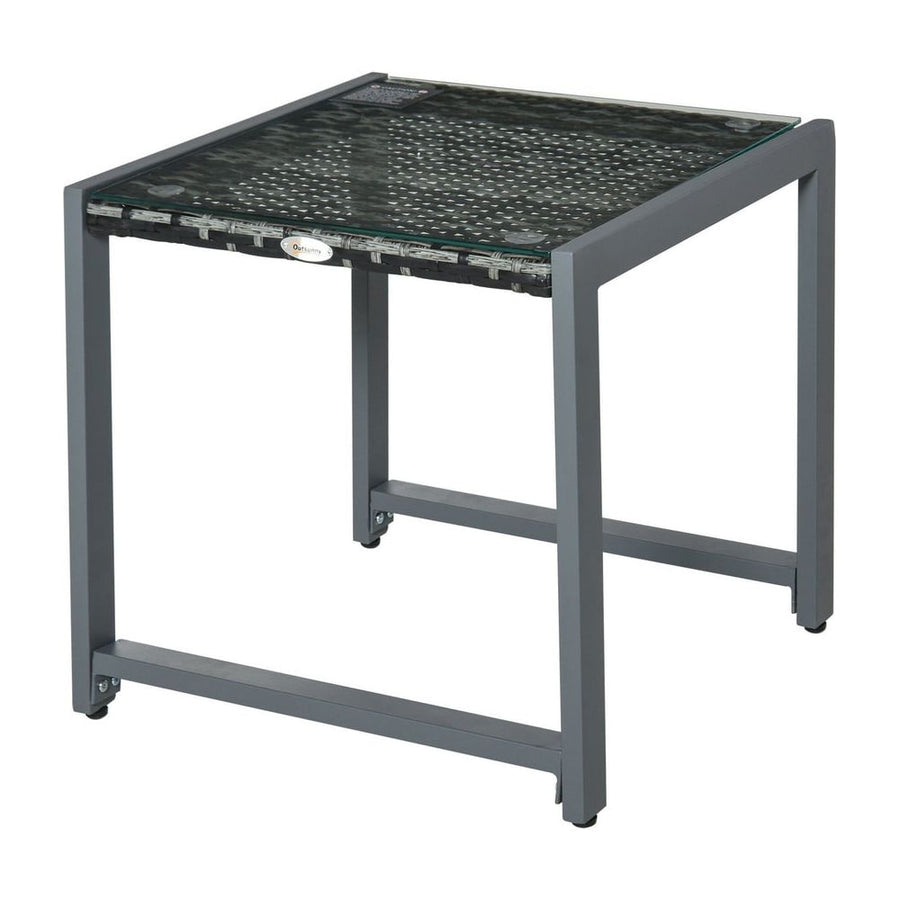 Outsunny Rattan End Table Side Coffee Desk Outdoor Patio Wicker Sofa Chat Garden Furniture