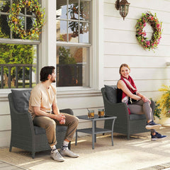 Outsunny Rattan Garden Chairs Set of 2 in Dark Grey