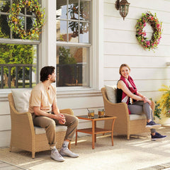 Outsunny Rattan Garden Chairs Set of 2 in Beige