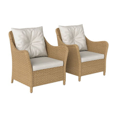 Outsunny Rattan Garden Chairs Set of 2 in Beige
