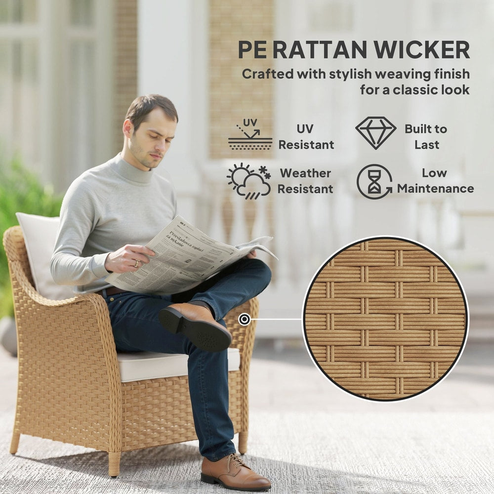 Outsunny Rattan Garden Chairs Set of 2 in Beige
