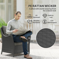 Outsunny Rattan Garden Chairs Set of 2 in Dark Grey