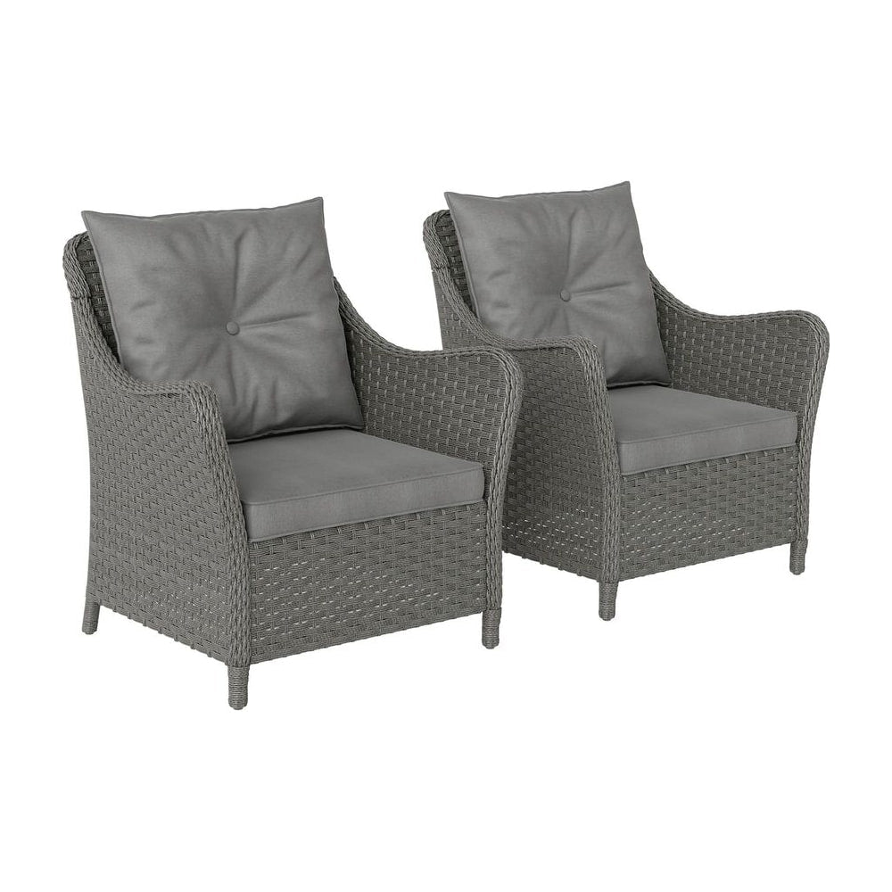 Outsunny Rattan Garden Chairs Set of 2 in Dark Grey