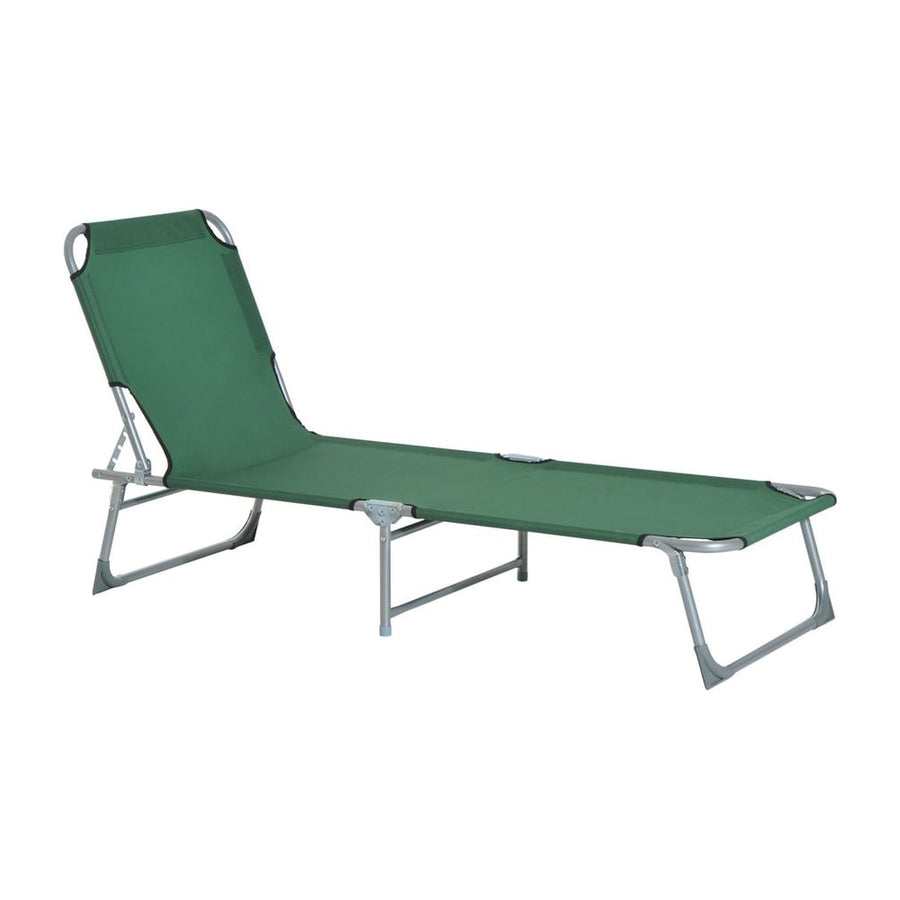 Outsunny Reclining Sun Lounger Chair Folding Camping Bed with 4-Position Adjustable Backrest, for Travel Indoor Outdoor