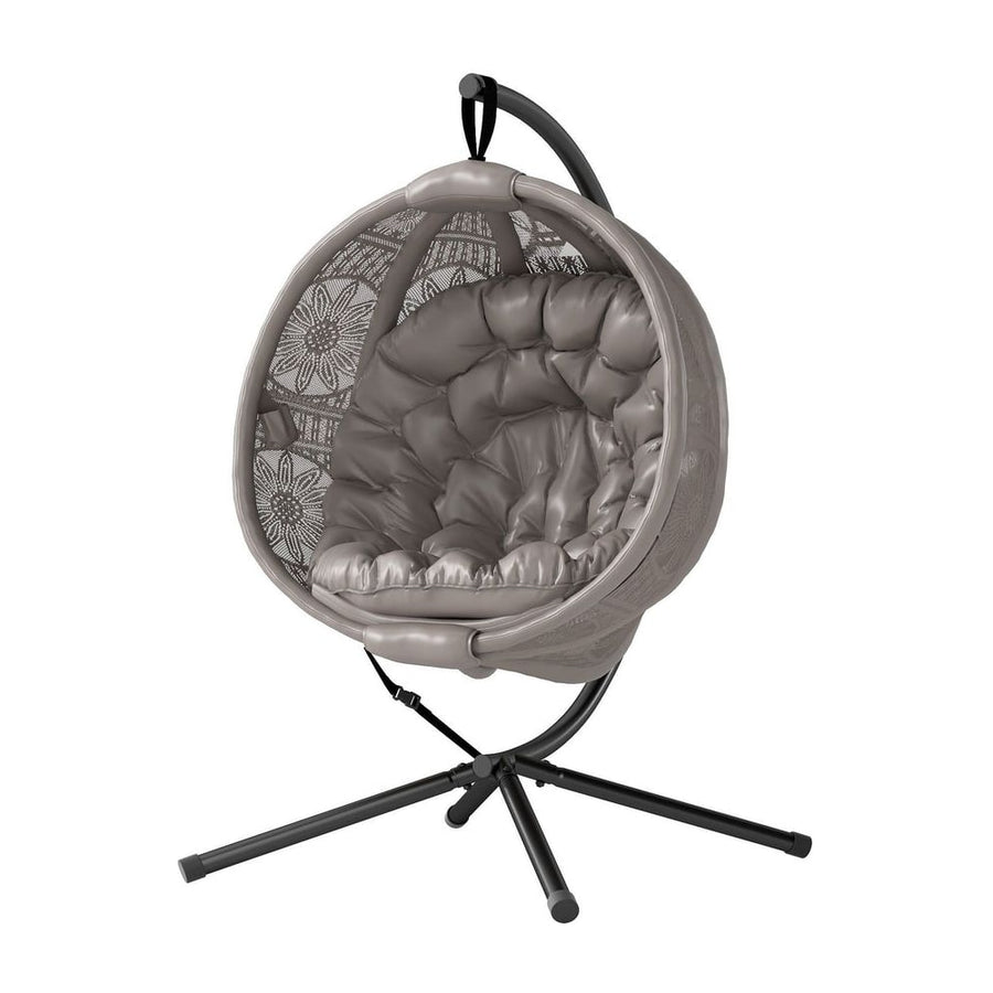 Outsunny Round Egg Basket Chair, with Steel Stand, Sand
