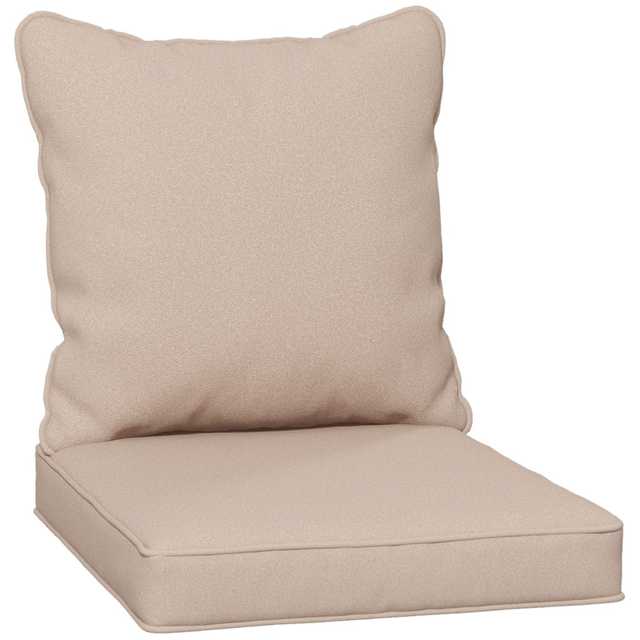 Outsunny Seat and Back Padded Cushion Set in beige shown from a side angle
