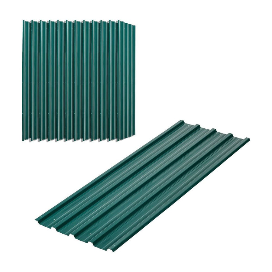 Outsunny Set of 12 Corrugated Steel Roof Sheet Panels - Green