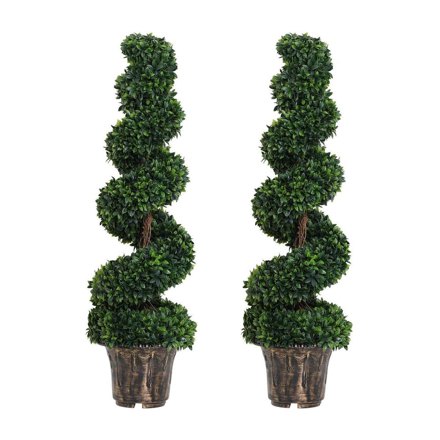 Outsunny Set of 2 Artificial Plants White Rose Floral in Pot, Fake Plants for Home Indoor Decor, 90cm, Yellow