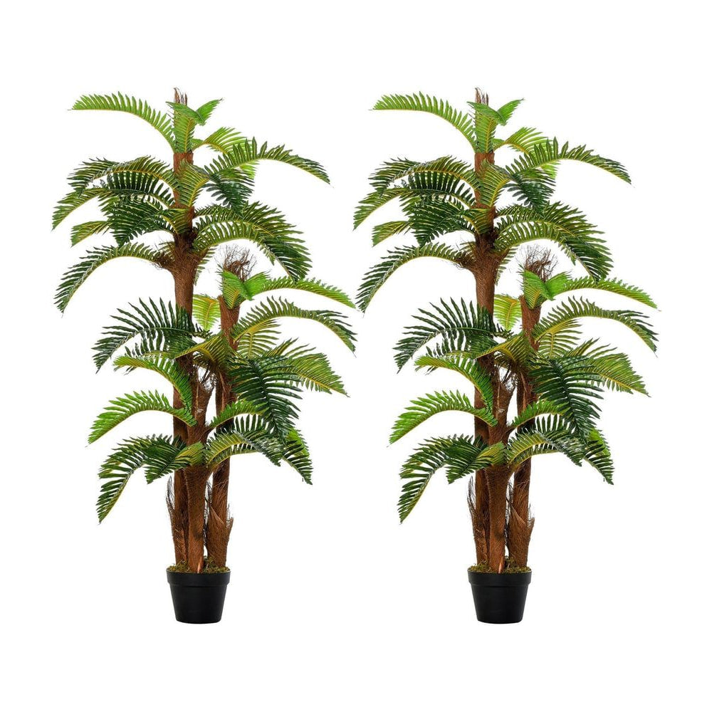 Outsunny Set of 2 Artificial Plant Tropical Palm in Pot in Green