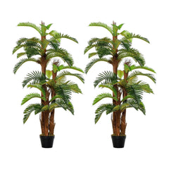 Outsunny Set of 2 Artificial Plant Tropical Palm in Pot in Green