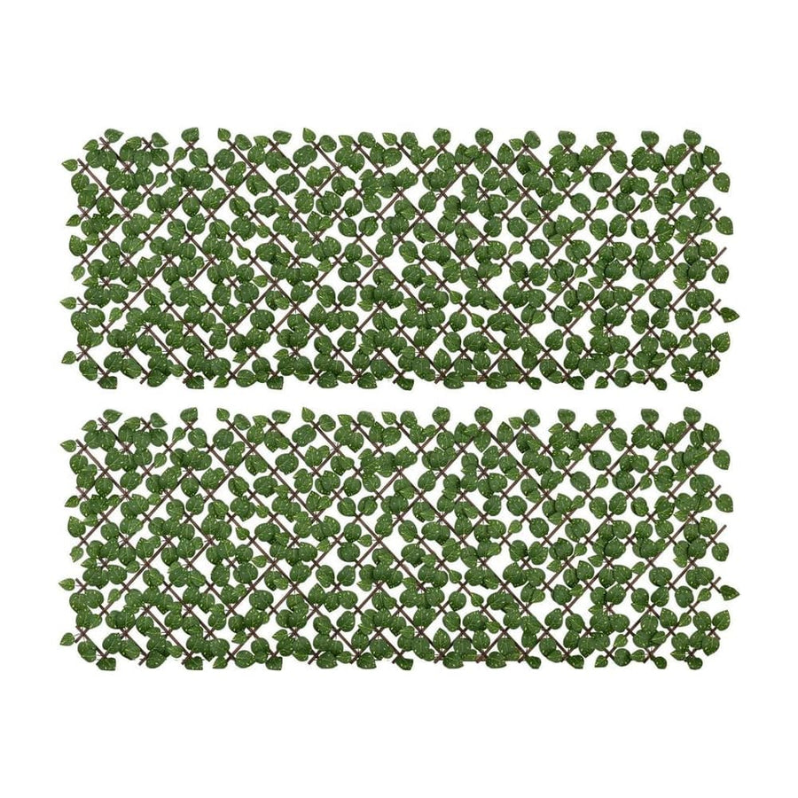 Outsunny Set of 2 Expandable Artificial Trellis Hedges - Realistic Leaf Privacy Screen, 2 x 1 m