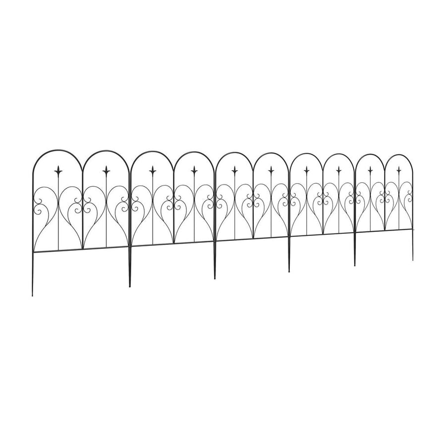 Outsunny Set of Five Decorative Heart Metal Fence Panels - Black