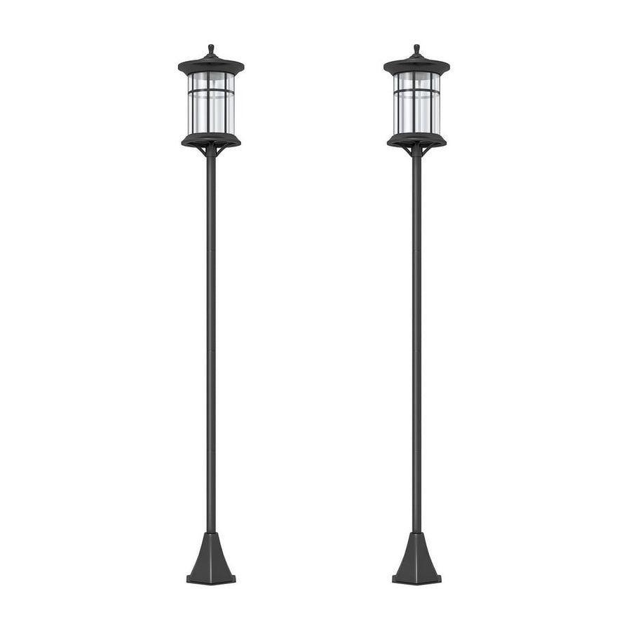 Outsunny Set of Two 1.8m Traditional Style Solar Lamp Posts - Black