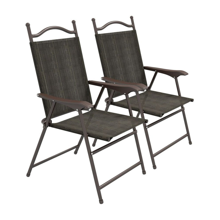 Outsunny Set of Two Folding Garden Chairs, with Fabric Mesh Seats - Dark Brown