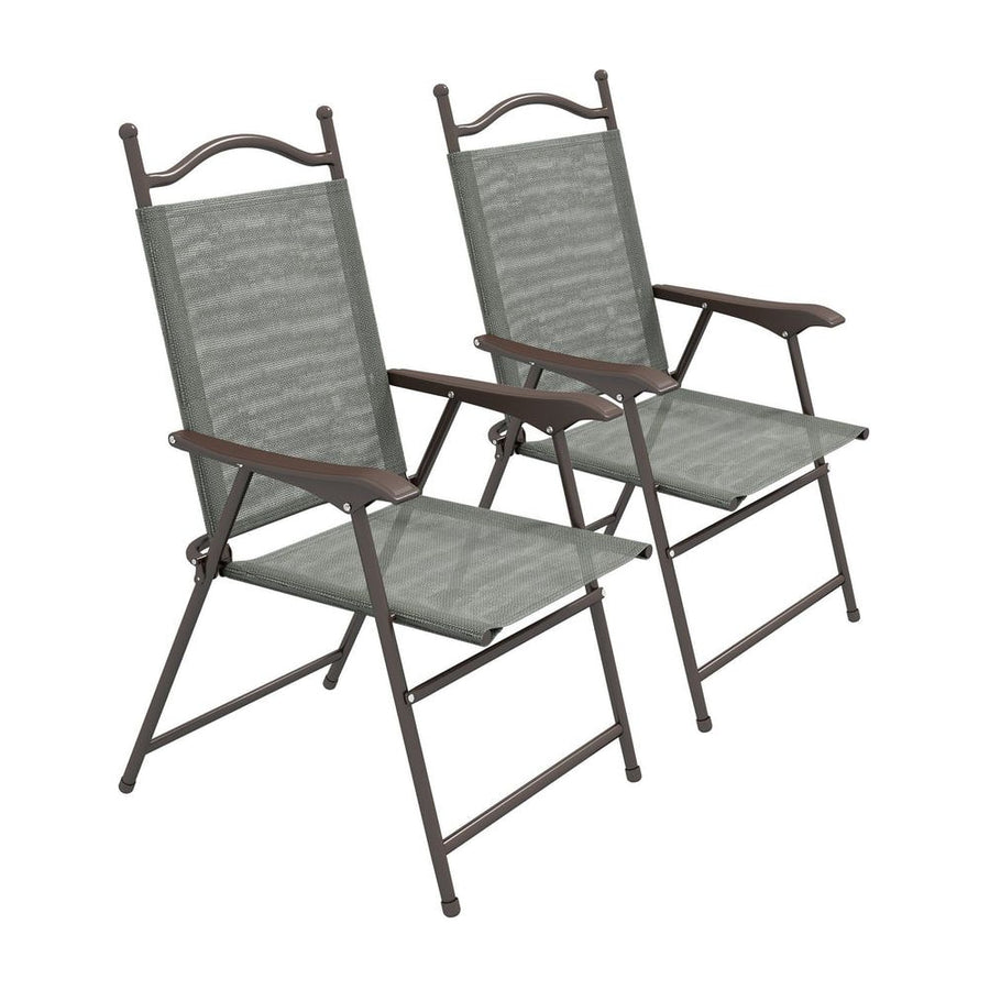 Outsunny Set of Two Folding Garden Chairs in Dark Grey