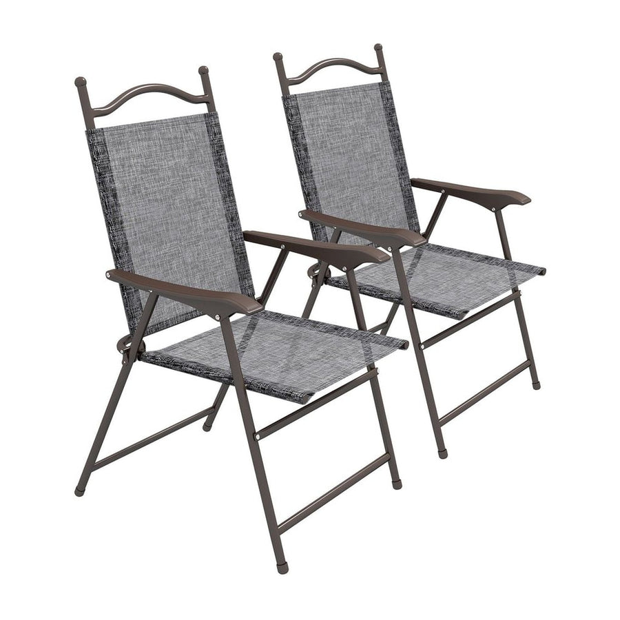 Outsunny Set of Two Folding Garden Chairs, with Fabric Mesh Seats - Grey