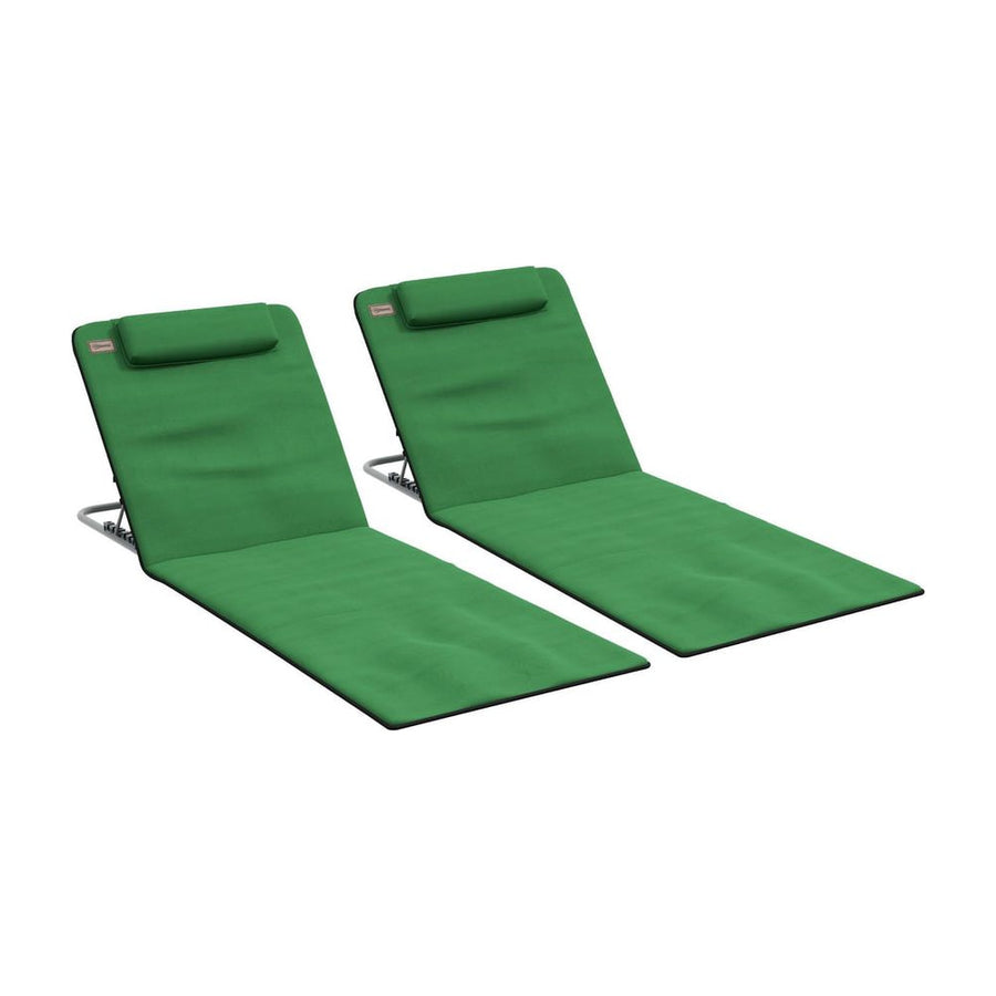 Outsunny Set of Two Metal Frame Beach Chairs in Green