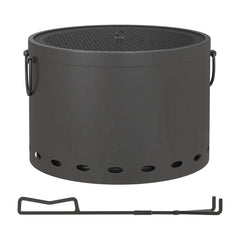 Outsunny Smokeless Fire Pit, 38cm Portable Wood Burning Firepit with Spark Screen and Poker, Low Smoke Camping Bonfire Stove