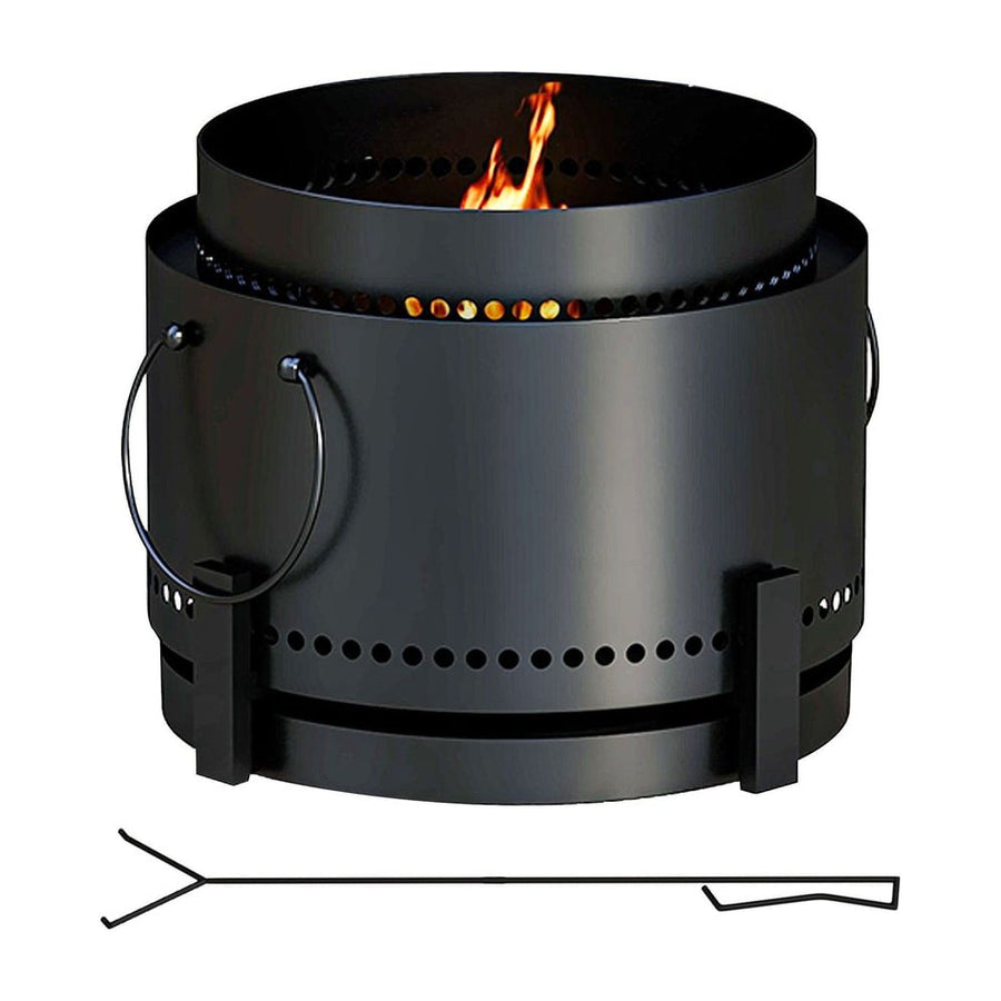 Outsunny Smokeless Fire Pit with Ash Catcher, 37cm Portable Wood Burning Firepit with Poker for Garden Camping Bonfire Party