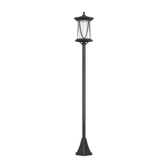 Outsunny Solar Lamp Post Light, a tall black outdoor lamp post with a lantern-style top and a square base