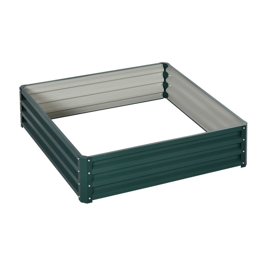 Outsunny Square Raised Garden Bed Box with Weatherized Steel Frame for Vegetables, Flowers, & Herbs, 120 x 120 x 30cm, Green