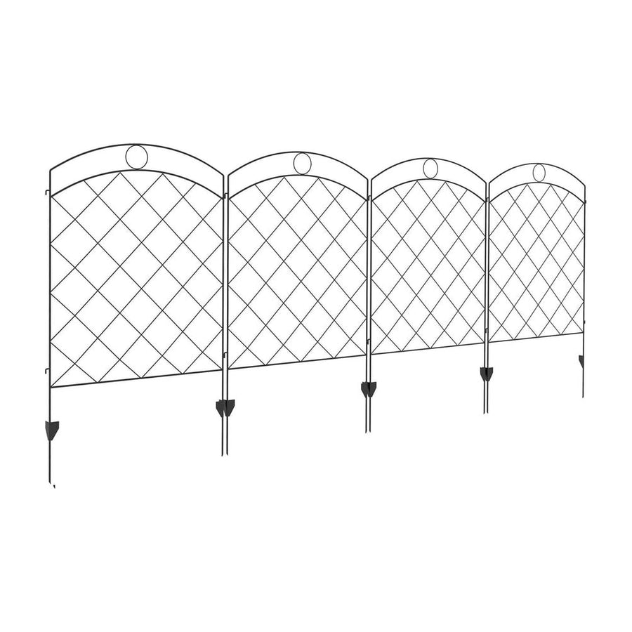 Outsunny Steel Decorative Outdoor Picket Fence Panels Set of 4, Black