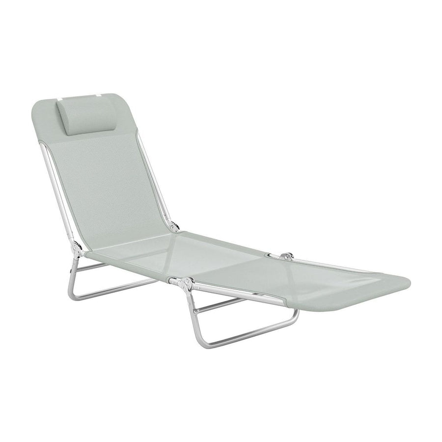 Outsunny Steel Frame Sun Lounger, with Reclining Back - Light Grey