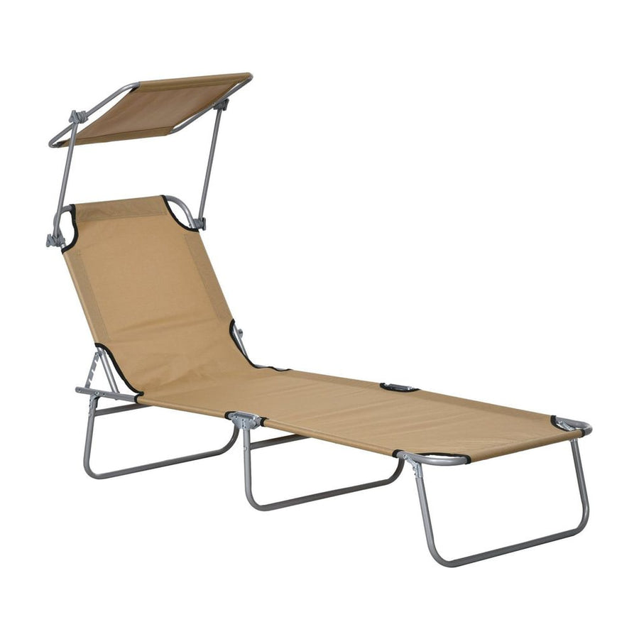 Outsunny Sun Lounger, with Adjustable Face Canopy - Brown