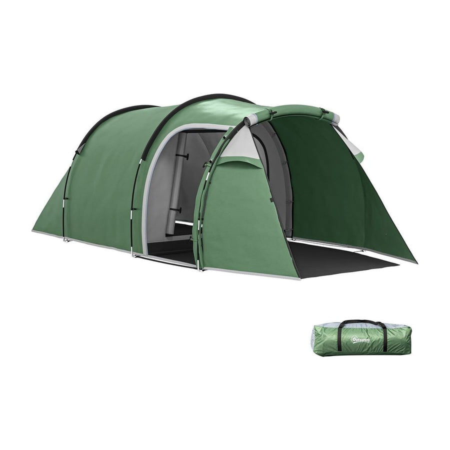 Outsunny Three-Man, Two-Room Tent - Green