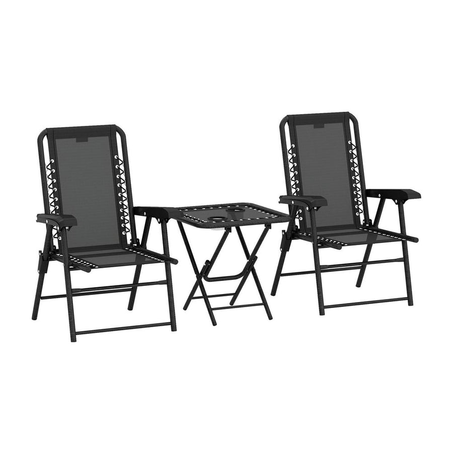 Outsunny Three-Piece Garden Table and Chair Set - Black